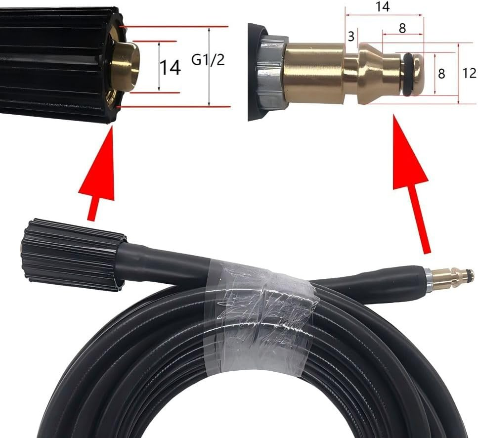 Poemtian Pressure Washer Hose,Garden Hose Flexible Power Washer Hose, Lightweight Kink Resistant Power Washer Hose Replacement,Durable and Easy to Store image number 2