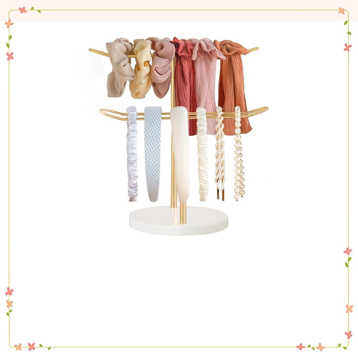 Metal 2-Tier Headband Holder Storage Hair Accessories Organizer Storage Display Hairband Hair Ties Ropes Bracelets Bangles for Women and Girls. image number 1