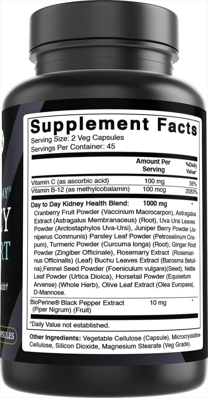 Best Naturals Day-To-Day Kidney Support with Cranberry Fruit, Vitamin C, B12, D-Mannose, Uva Ursi, Juniper Berry, Parsley Leaf 90 Veg Capsules image number 1