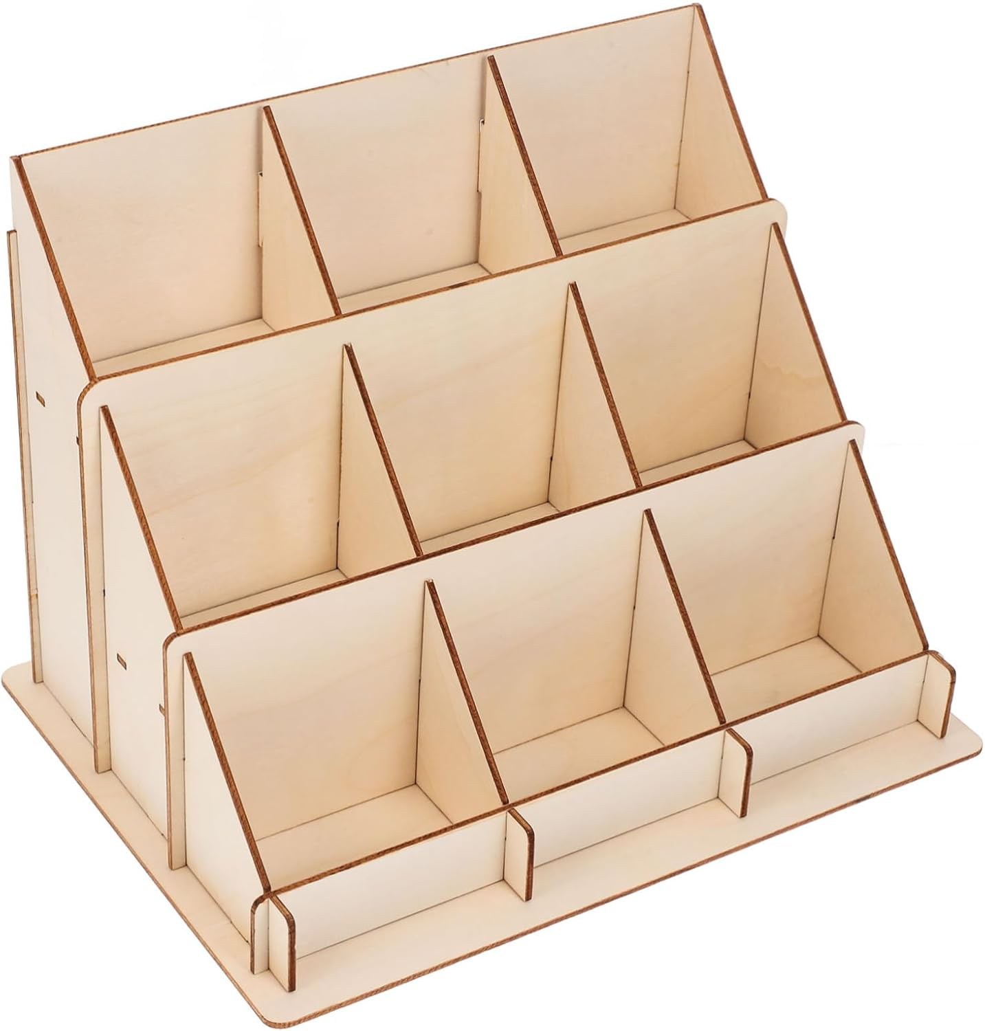 NUOBESTY Wooden Greeting Card Display Stand - Multi-Purpose 3-Tier Organizer for Business Cards, Postcards, Stickers, and Crafts, Ideal for Desk, Counter, Office, and Retail Use image number 2