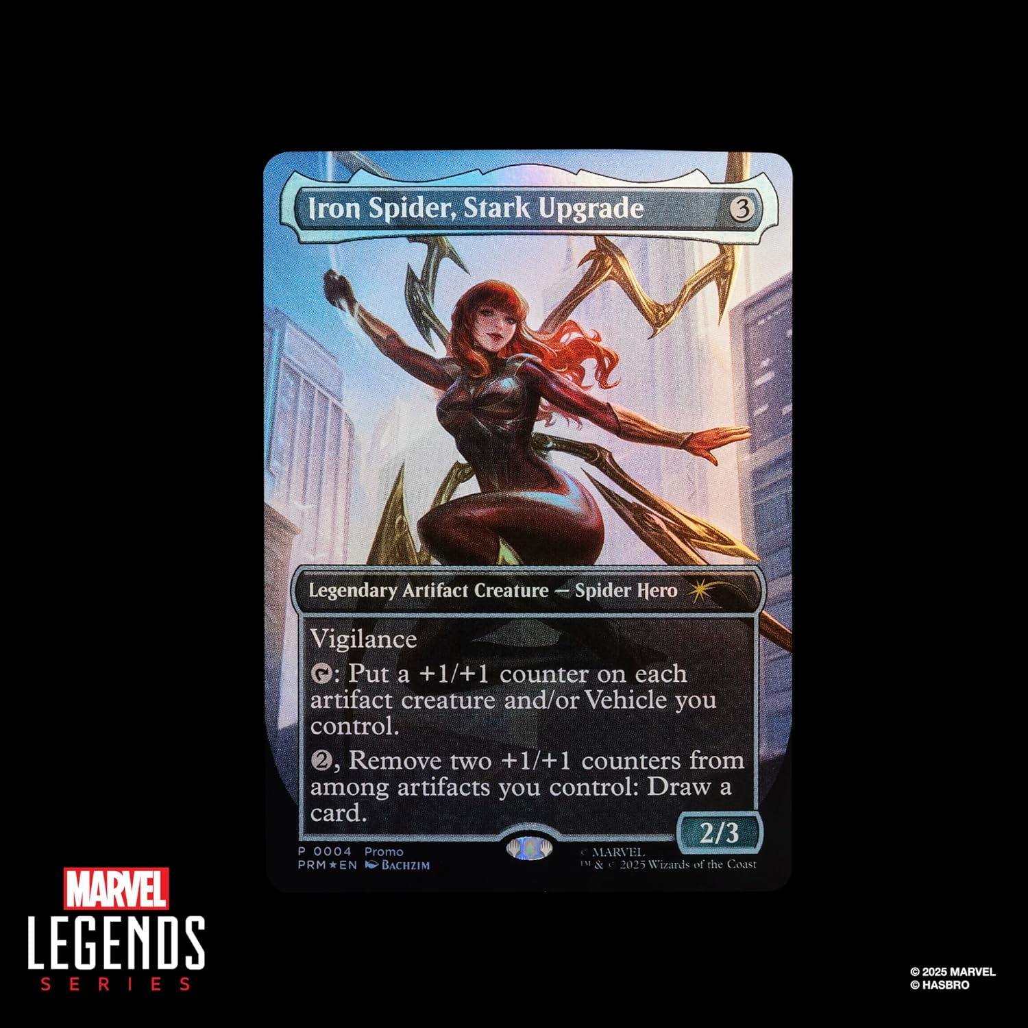 Marvel Legends Series Magic: the Gathering Mary Jane Watson (Iron Spider), 6-Inch Spider-Man Action Figure; Exclusive Foil Collectible Card Game Trading Card