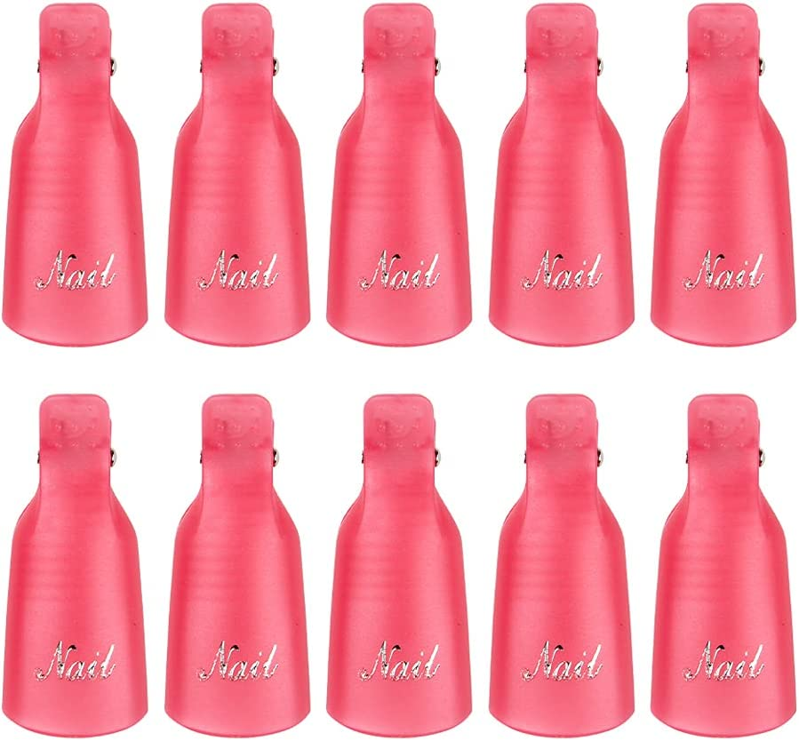 Haobase 20Pcs Gel Nail Polish Remover Clips, Plastic Acrylic Nail Art Remover Soak off Wrap Cleaner Cap Clips (Purple and Pink)