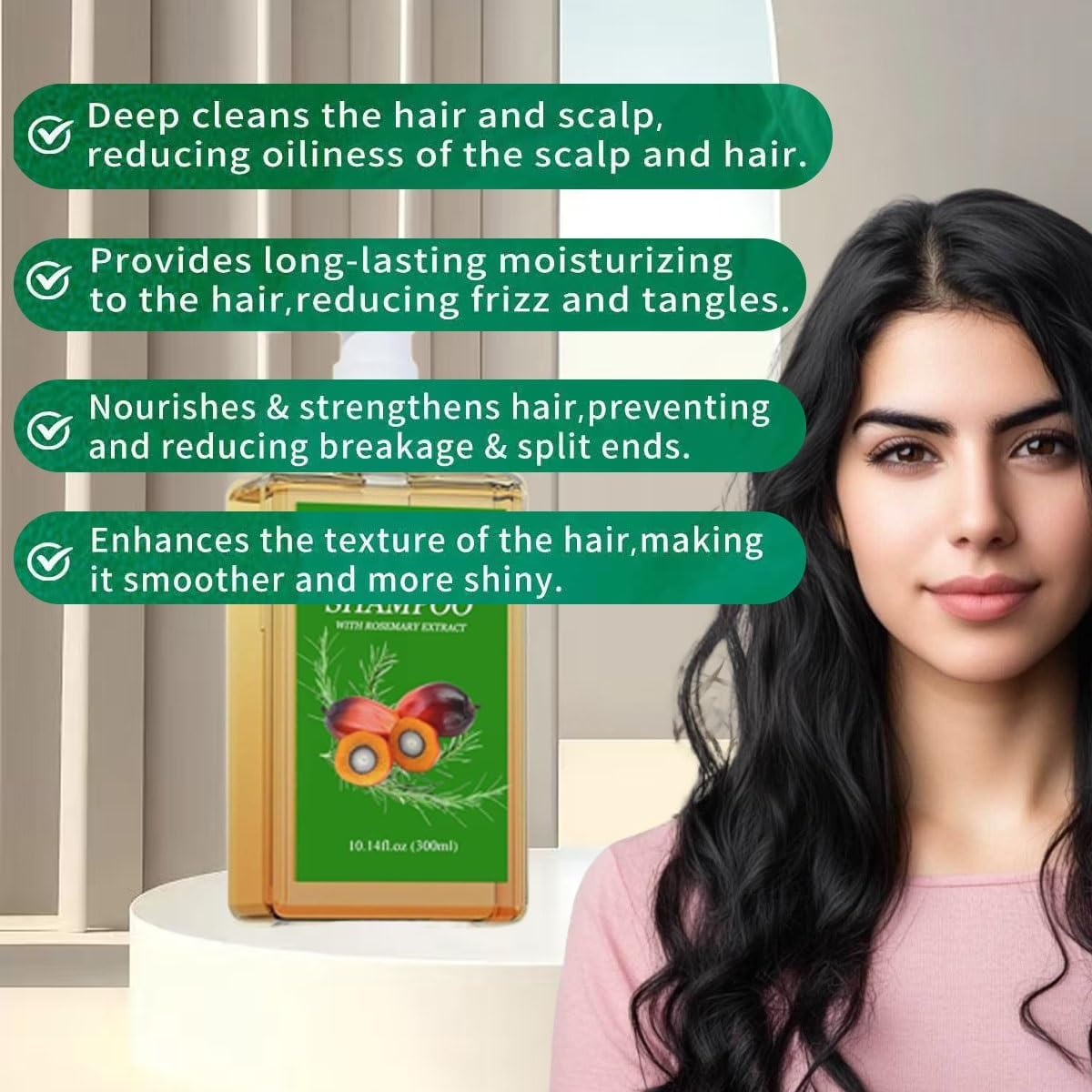 HMSCYGGL Batana Oil Shampoo, 300Ml, Rosemary Extract, Hair Growth, Nourishes and Regenerates Hair, Soft and Fluffy image number 3