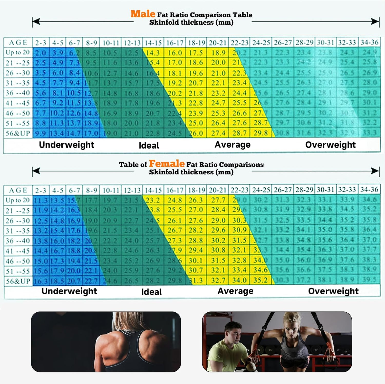 Body Fat Caliper & Measuring Tape for Body - Skinfold Calipers & Body Fat Tape Measure Tool for Accurate BMI Measurement, Fitness & Weight Loss Tracking (Upgraded Design 2-Pack Set)