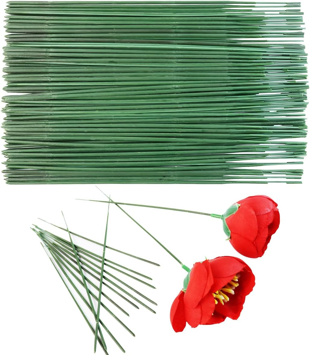Green Floral Stems - 100Pcs Plastic Flower Rods for Bouquets and Arrangements, Ideal for Crafts and Florists (17CM /6.7In) image number 3