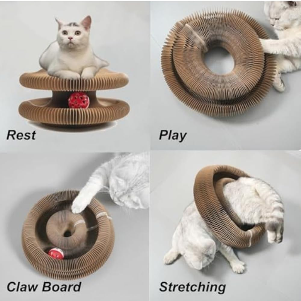 Kitty Kurlz,Cat Toy, Accordion Cat Scratcher, Cardboard Accordion Cat Toy, Foldable Cat Accordion Toy, Magic Organ Cat Scratching Board, Interactive Scratch Pad with a Ball, image number 3