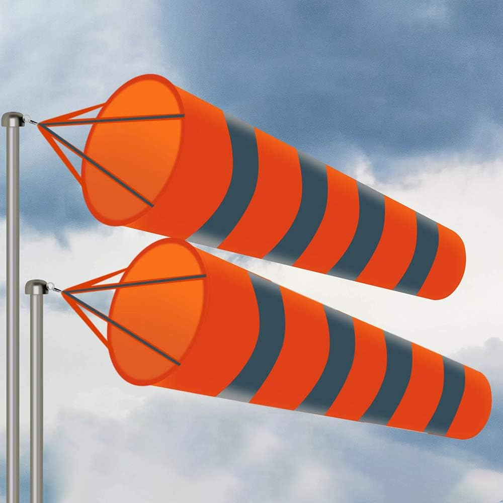 Wind Measurement Sock, Airport Windsock Outdoor Garden Patio Orange Windsock Wind Direction Measurement Sock, 80CM image number 3