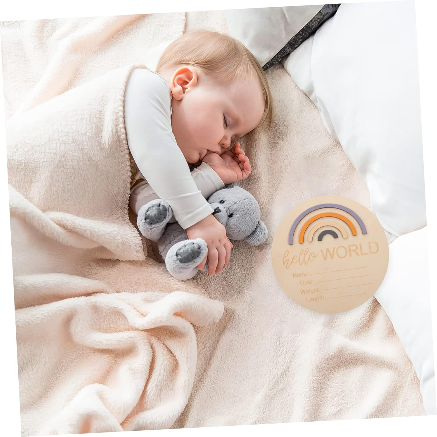 Milestone Wooden Photo Prop Name Sign Newborn Months Card for Gender Reveal Shower Parents Gift image number 3