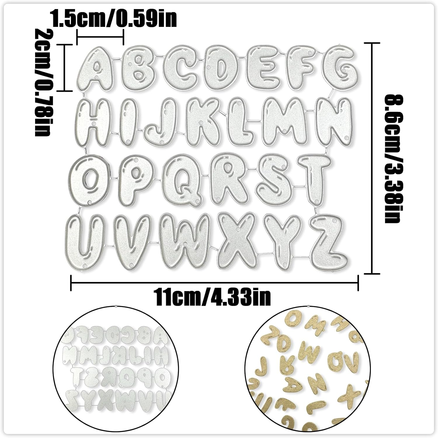 NILLOS Alphabet Cutting Dies, 26 PCS DIY Etched Craft Dies for Scrapbooking, Card Making (About 1.5 X 2 Cm/0.59 X 0.78 In) image number 4
