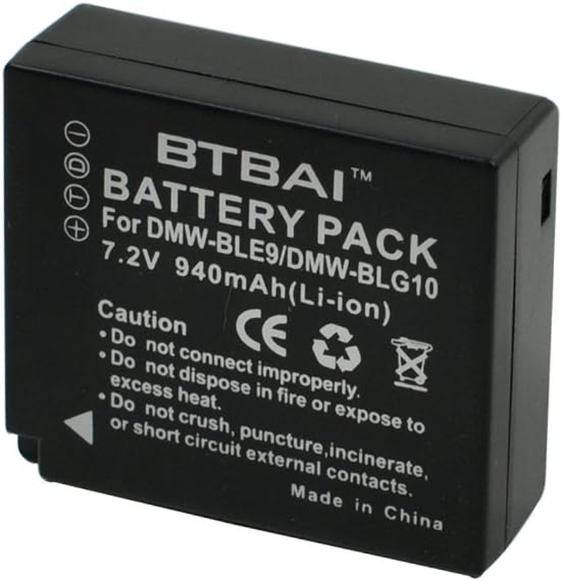 USB LCD Dual Charger +2X 940Mah Battery for Panasonic DMW-BLE9E DMW-BLE9 DMW-BLG10E DMW-BLG10 Lumix DC-TZ100 DC-TZ90 DMC-GX7 DMC-GX85 DC-ZS200/TZ200 TZ220 DMC-GF3 DMC-GF5 DMC-LX100 Camera image number 2