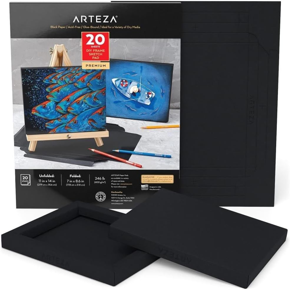 ARTEZA Mixed Media Paper Foldable Canvas Pad, 7X8.6 Inches, 20 Sheets, DIY Frame, Heavyweight Multimedia Paper, 228 Lb, 370 GSM, Acid-Free, Wood Pulp Canvas Pad for Painting & Mixed Media Art image number 2