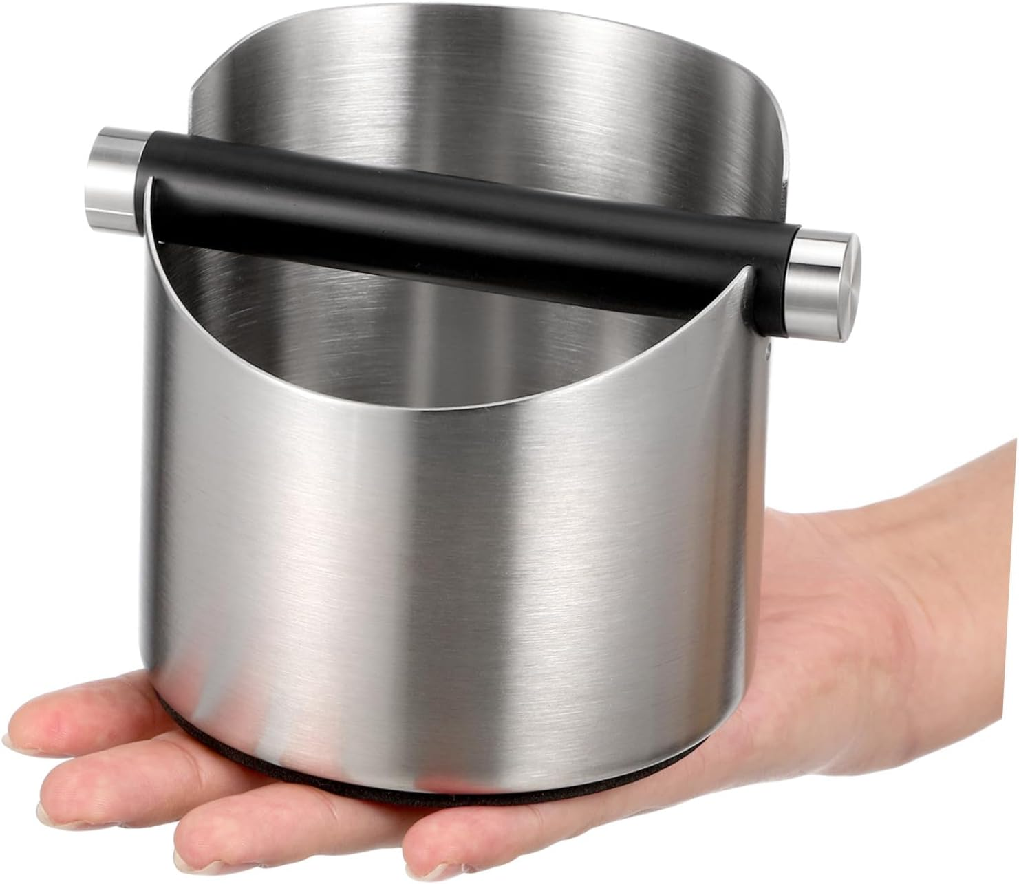 VICASKY Stainless Steel Espresso Dump Bin Coffee Powder Bucket with Anti-Slip Base for Home Bar Tea-Waste Storage Knock Box for Semi-Automatic Machines image number 1