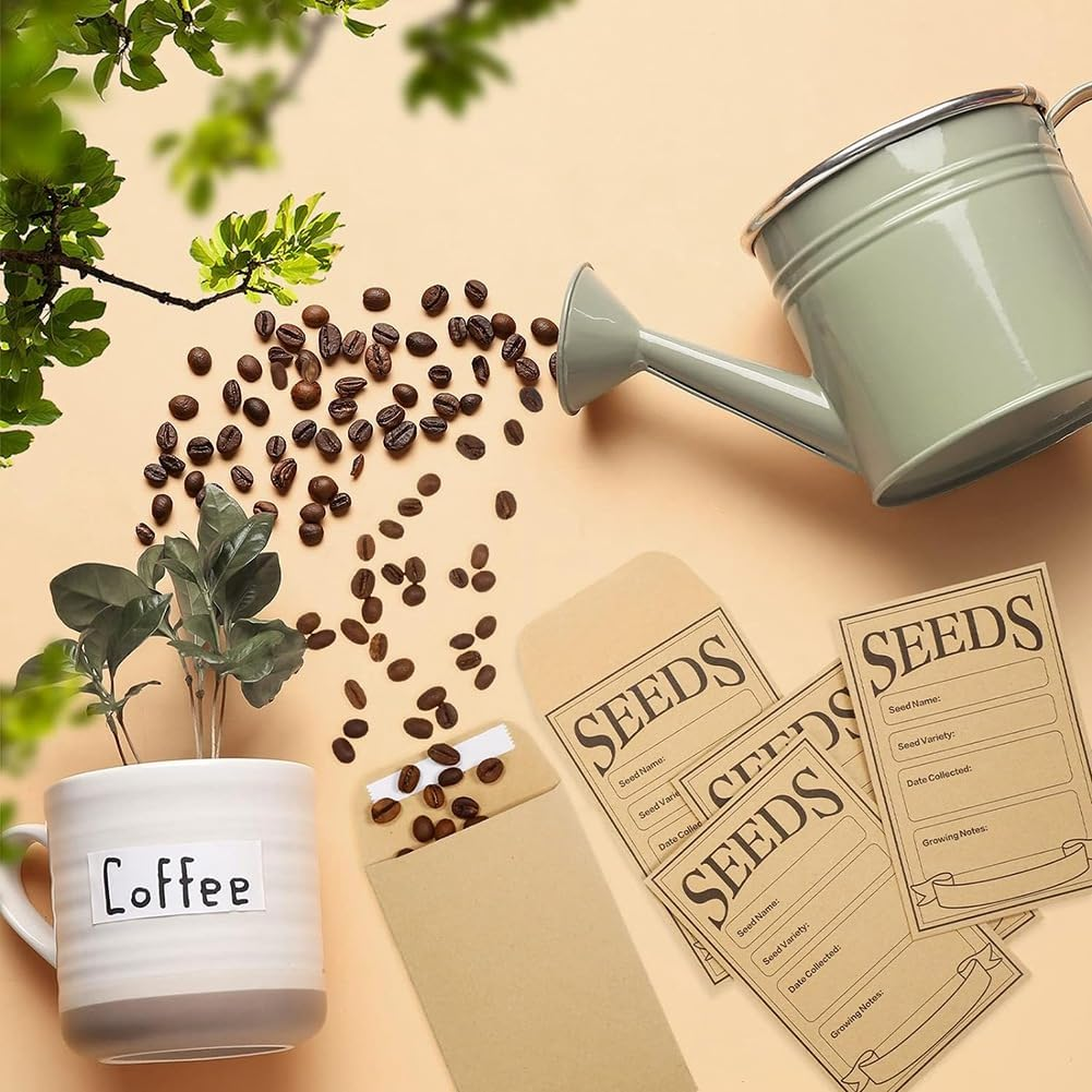 Synpinya 100Pcs Seed Envelopes 3.1X4.7 Inch, Seed Envelopes Brown Paper Seed Packets Envelopes for Storage Vegetable Preprinted