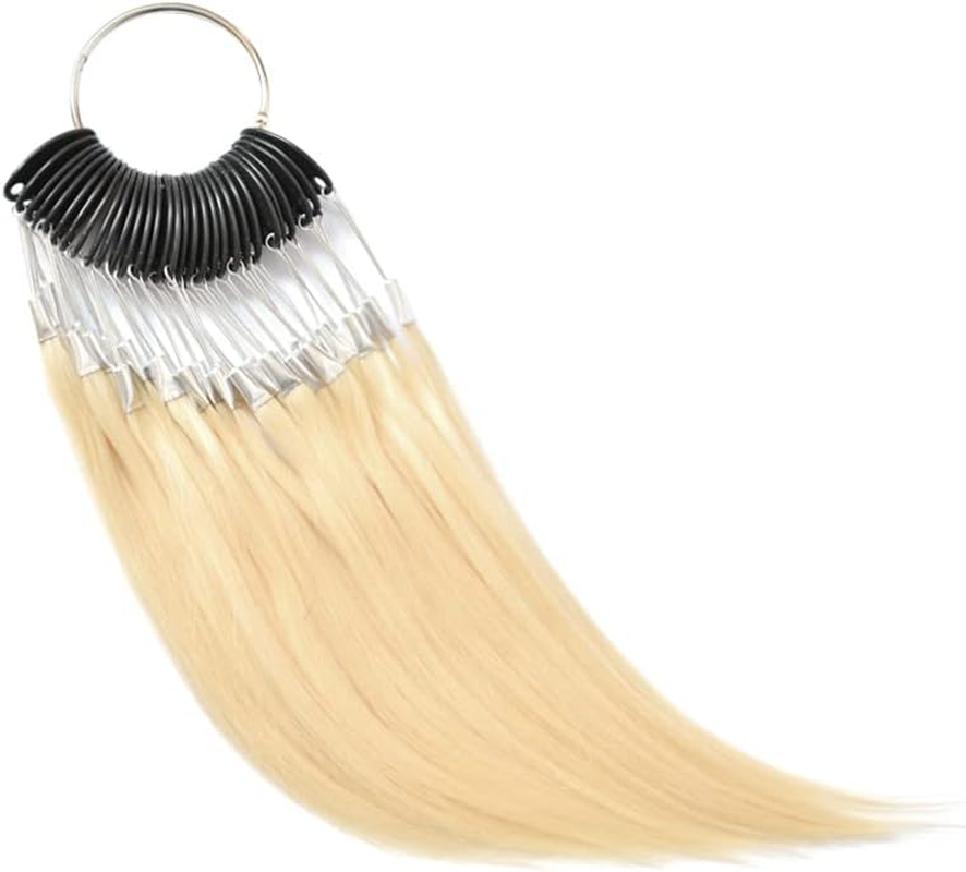 30 Strands/Set Hair Swatches Hair Colour Samples 100% Human Hair Colour Rings for Hair Extensions Salon Hairdressing (Light Brown)