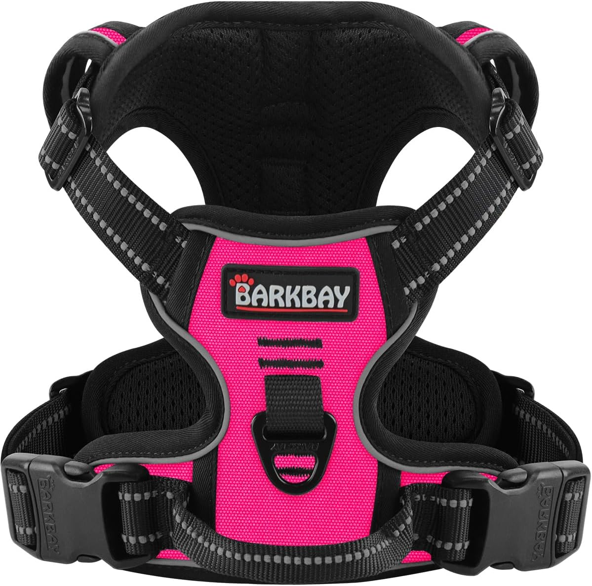 BARKBAY No Pull Pet Harness Dog Harness Adjustable Outdoor Pet Vest 3M Reflective Oxford Material Vest for Pink Dogs Easy Control for Small Medium Large Dogs (L) image number 6