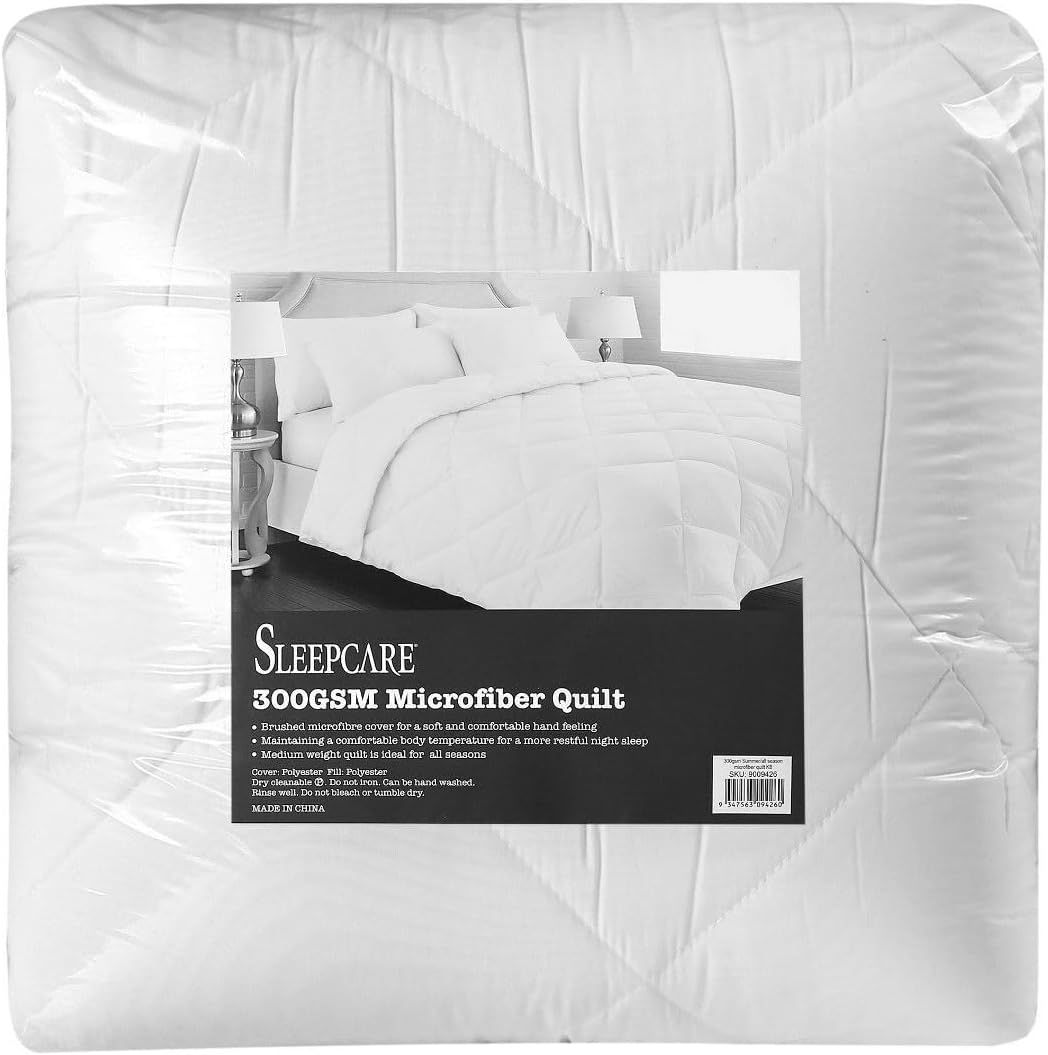 Sleepcare All Season 300 GSM Microfibre Polyester Top High Loft Quilt Breathable Soft Warm Doona Duvet Dust Mite Comfortable Resistant Hypo-Allergenic Classic Box Stitched - King Single Bed image number 3