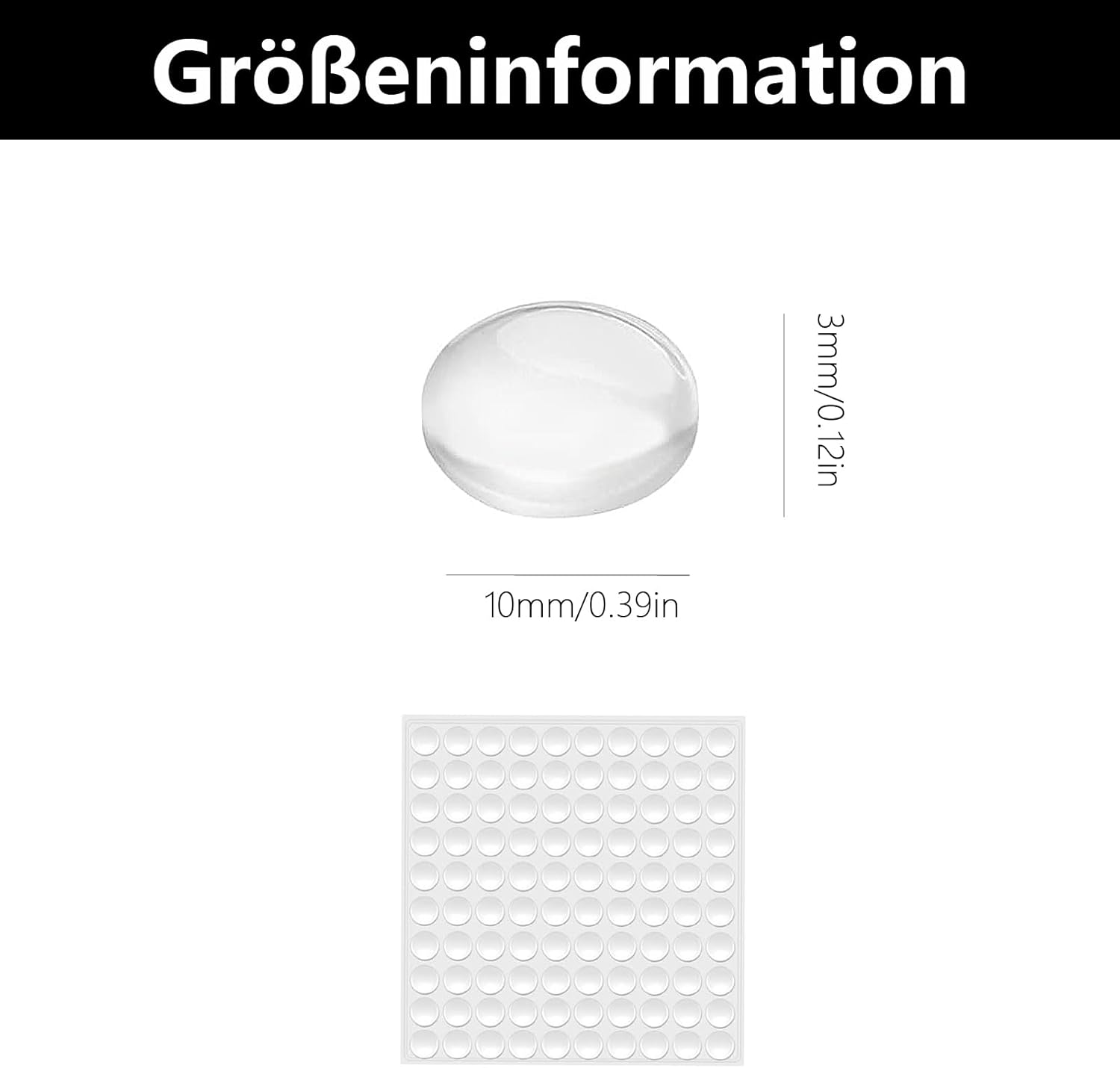 Pack of 100 Rubber Buffers, Self-Adhesive Door Buffers, Rubber Feet, Self-Adhesive Transparent Protective Buffers, Rubber Buffer Bumper Pads for Door Cabinets and Drawers (10 Mm) image number 2