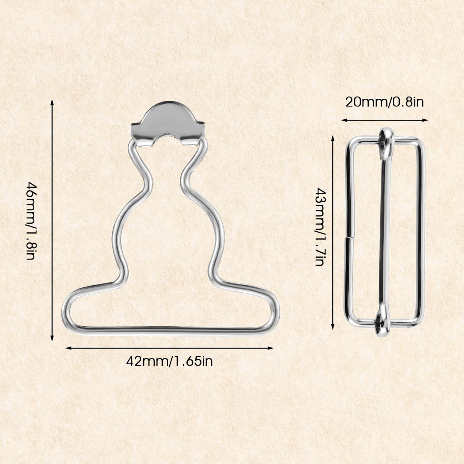 2PCS Jean Overalls Overall Buckles Adjustable Bib Clips No-Sew Button for Overall Bib Pants Overalls Jeans Jacket - Silver image number 6