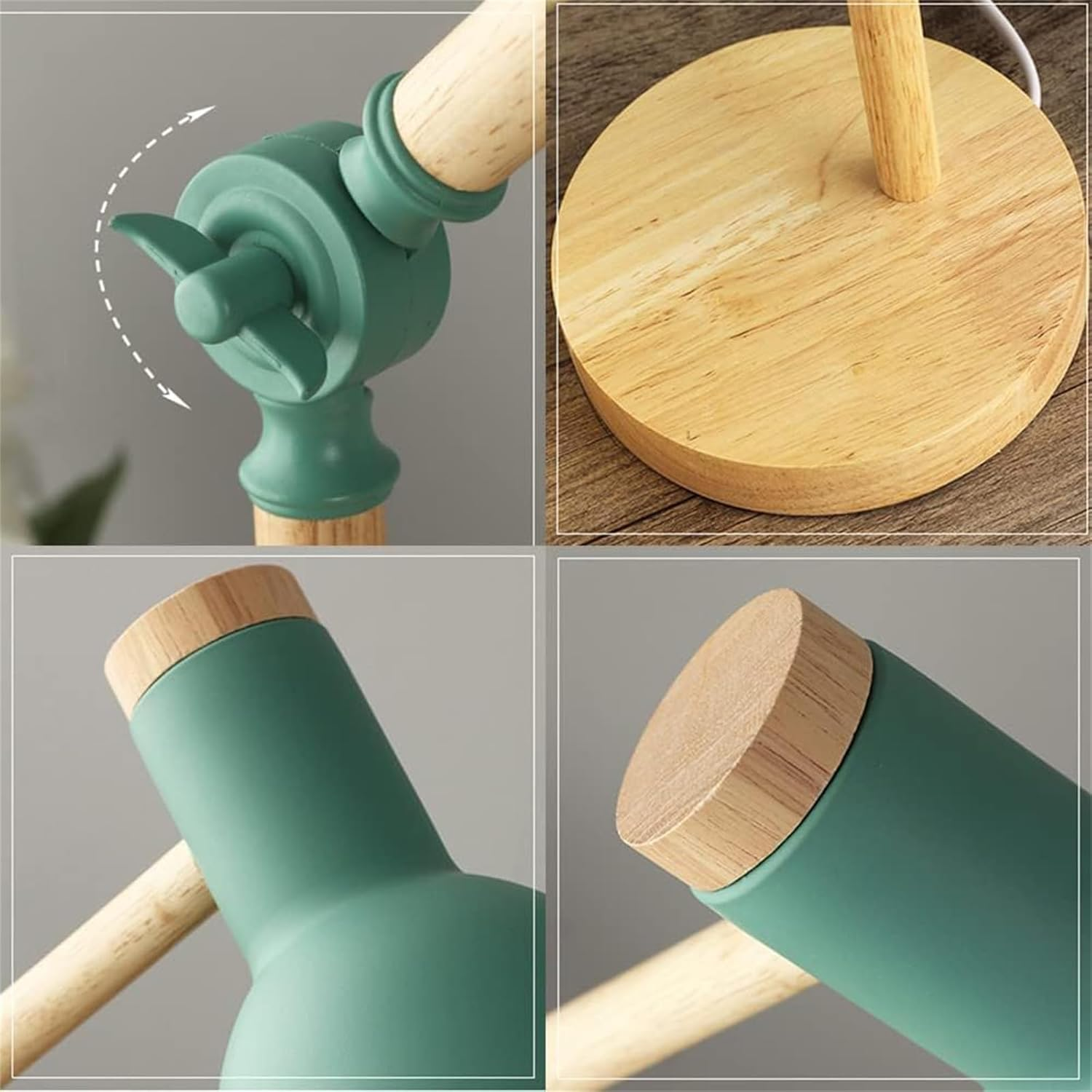 Desk Lamp E27 Wood Adjustable Angle with Metal Shade Table Lamp Modern with 3 Colors Dimmable Switch Bedside Lamps Eye Protection Simple Reading Lamp for Office Study Room Bedroom Living Room (White) - Grey image number 6