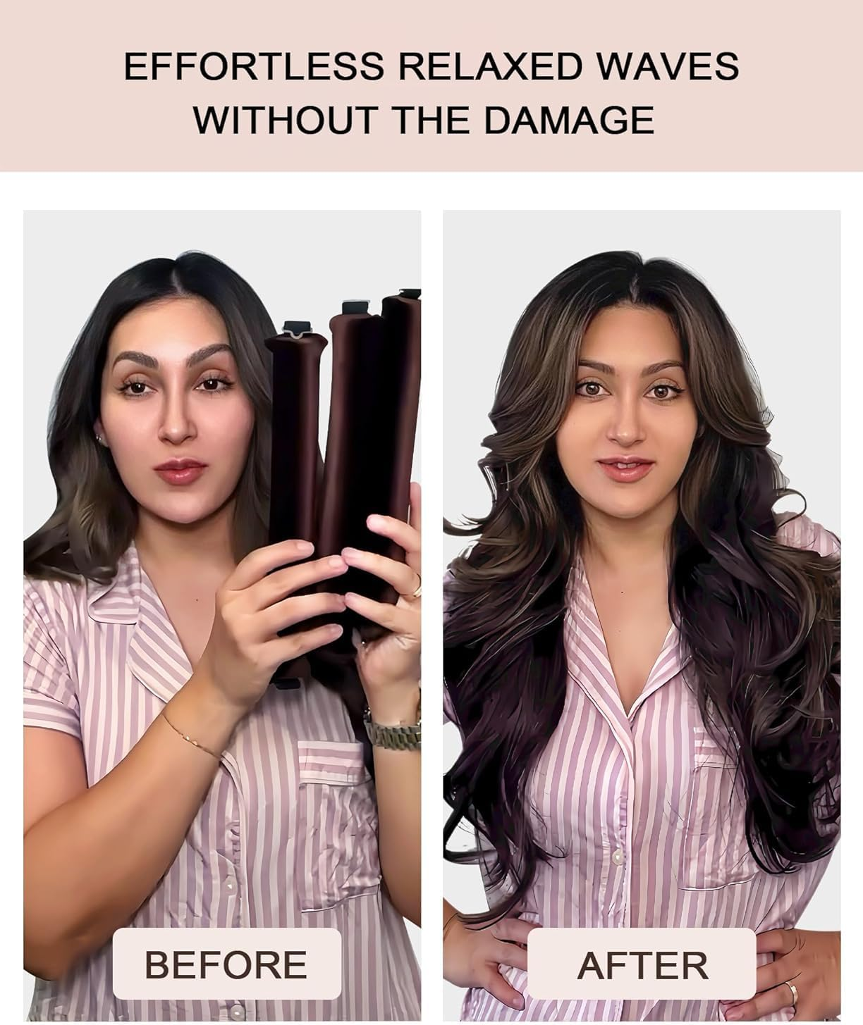 Migugaga Heatless Hair Curler to Sleep Heatless Curls Overnight Blowout Rods Headband No Heat Curlers Curling Set, Jumbo Rods Foam Hair Rollers for Fine Thin Hair Big Curls Styling Tools - Brown image number 6