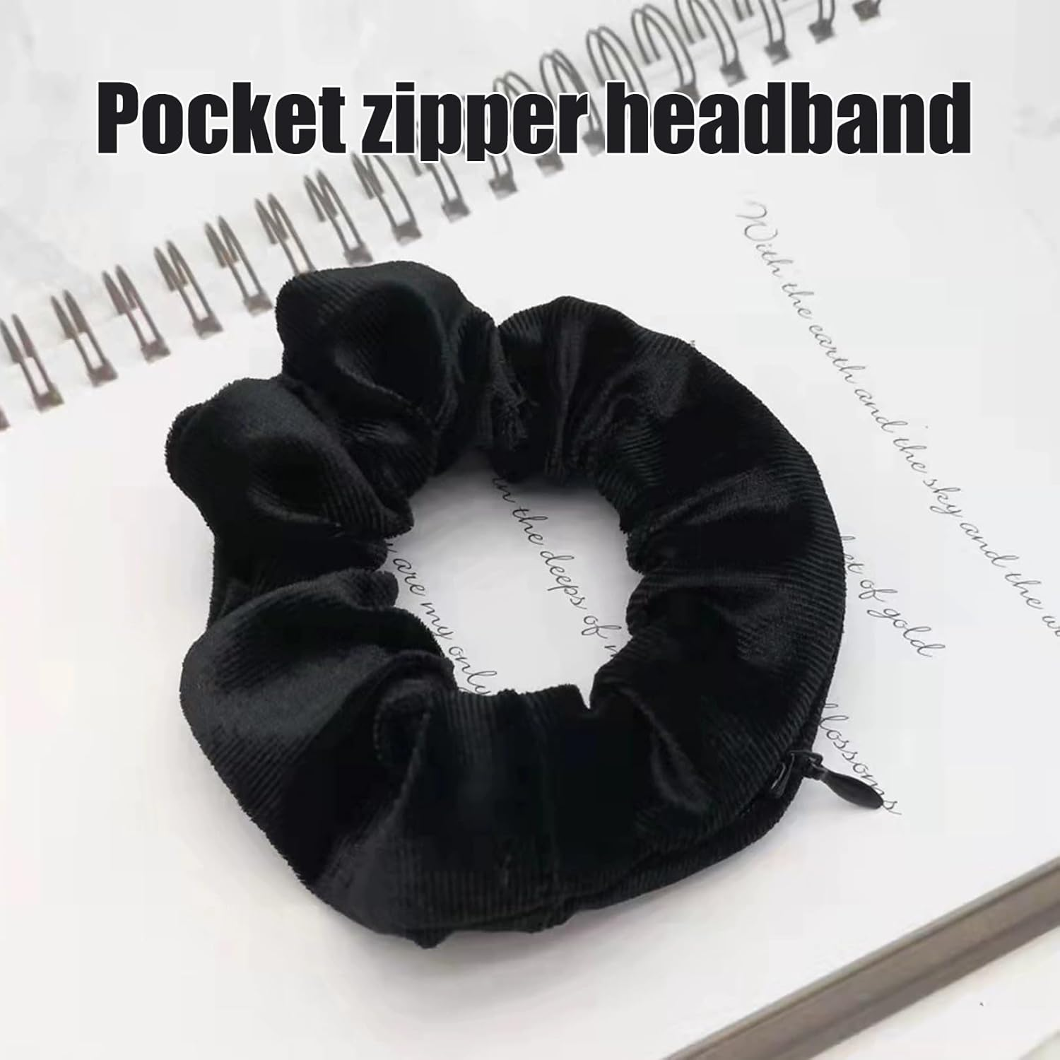 Pack of 3 Hair Bobbles with Zip, Valuables Hiding Place Beach, Money Hiding Place Scrunchies Holiday, Gadgets Hair Bobbles Safe, Scrunchie Women'S Essentials, for Gadget, Money Travel, Hiding on The image number 1