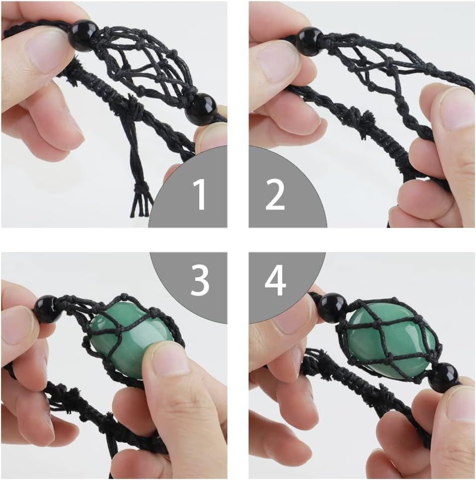 FANASY 12 PCS Crystal Cage Necklace Holder Necklace Cord Empty Stone Holder Pendant Stone Holder Replacement with Adjustable Length - Black image number 4