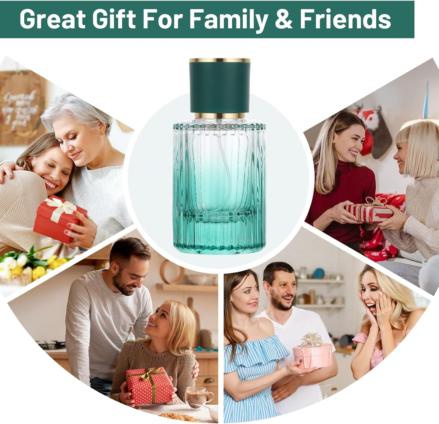 Segus Perfume Decanter, 2 Pcs 50Ml Glass Spray Bottle, Handbag Perfume Atomiser for Business Trips, Portable Fragrance Atomiser (Gradient Green) - Gradient Black + Gradient Green image number 5