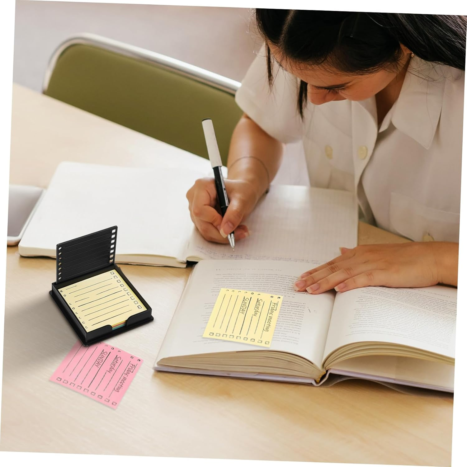 HONMEET Post Note Template Reusable Notes Stencil Holder Stickers Organizer Memo for Desk Stationery Storage Shipping Label Holder Label Dispenser Sticker Display Rack image number 2