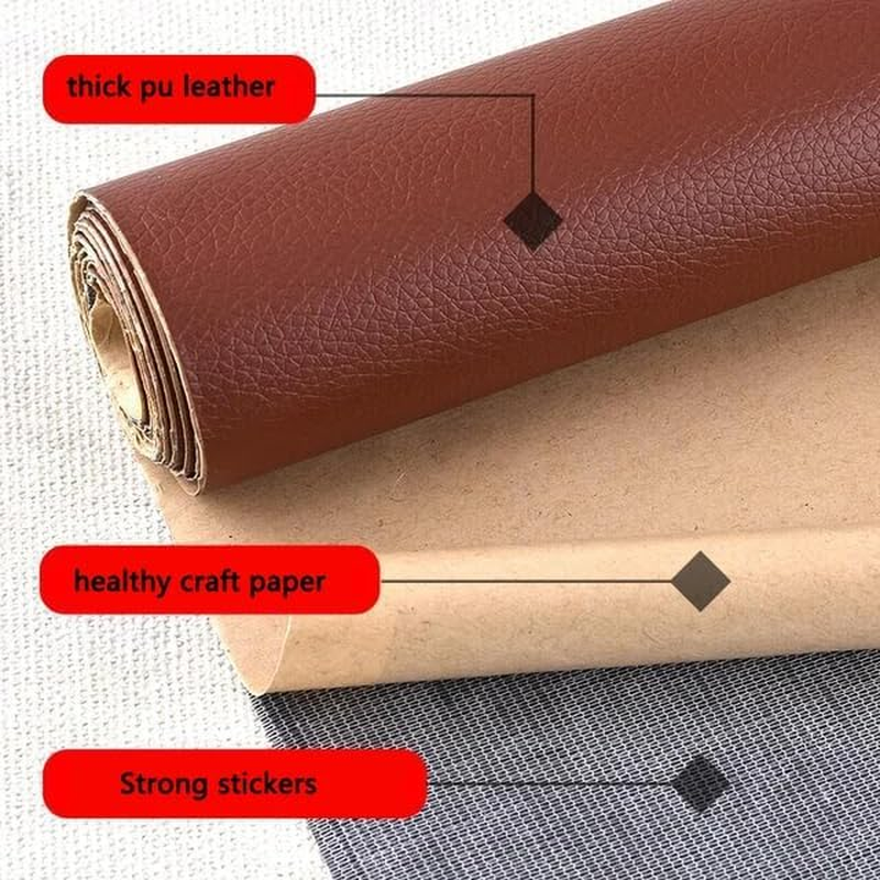 Dark Brown 35X137Cm Leather Repair Patch &ndash; Self-Adhesive Leather Tape for Sofa, Couch, Car Seats, Furniture, Jackets & Bags &ndash; Large Cut-To-Size Vinyl Fix Sheet image number 4
