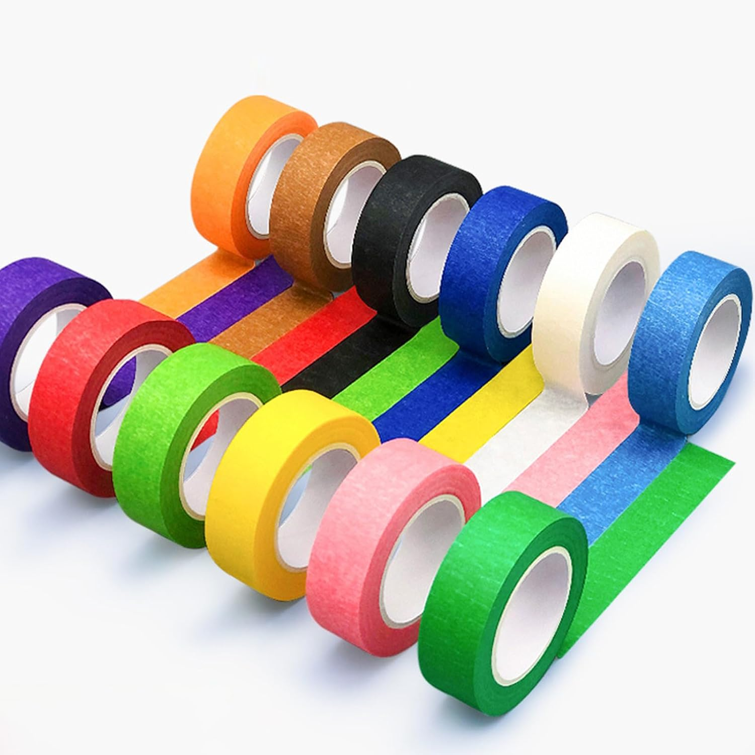 Colored Masking Tape,Rainbow Colors Painters Tape,Labeling Tape,12 Pack Colored Tape Writable Easy Tear Masking Tape Set for DIY Crafts,Artistic Writing,Spray Painting,Masking Decoration (15Mmx12M) image number 3