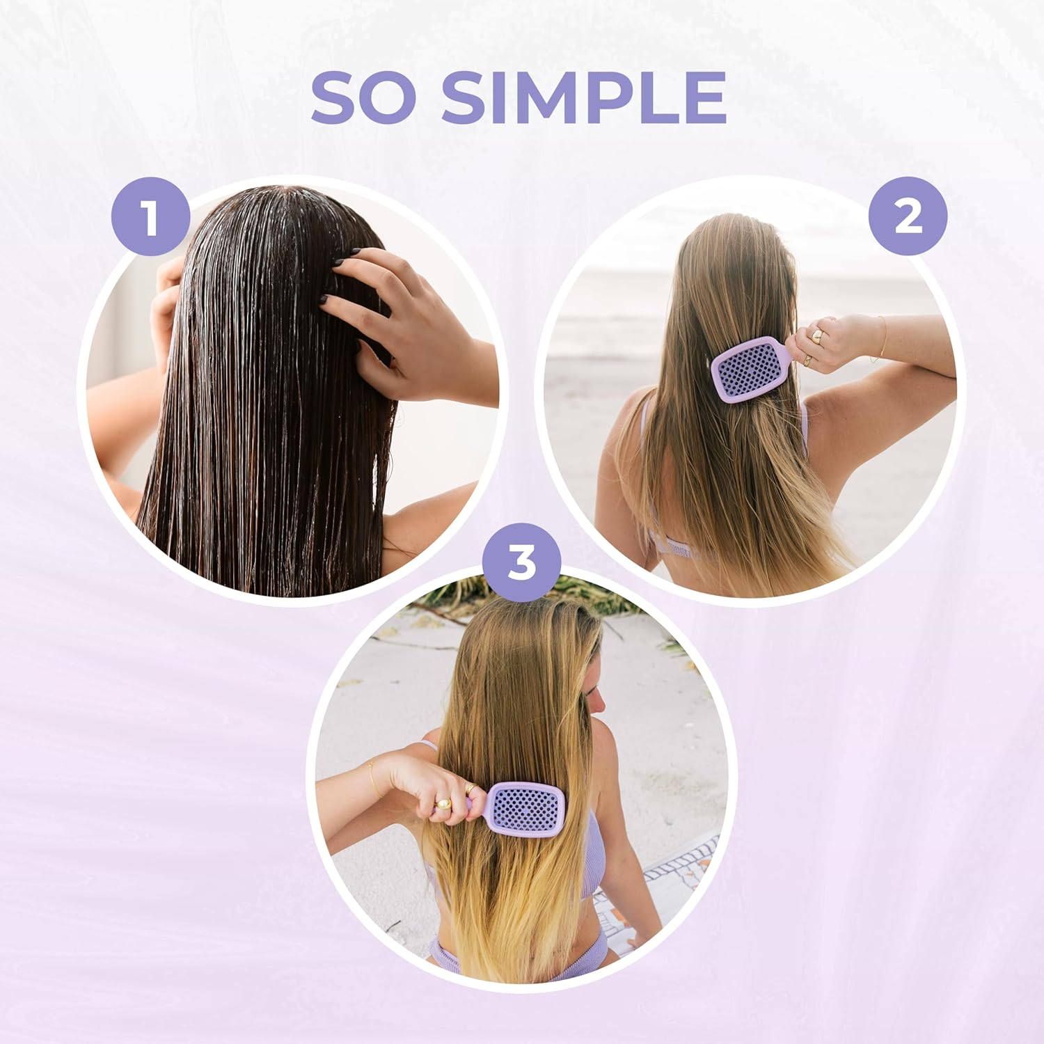 FHI HEAT Unbrush and Unbrush MINI Wet & Dry Vented Detangling Hair Brush, Lilac Light Purple - Rose Quartz Pink image number 5