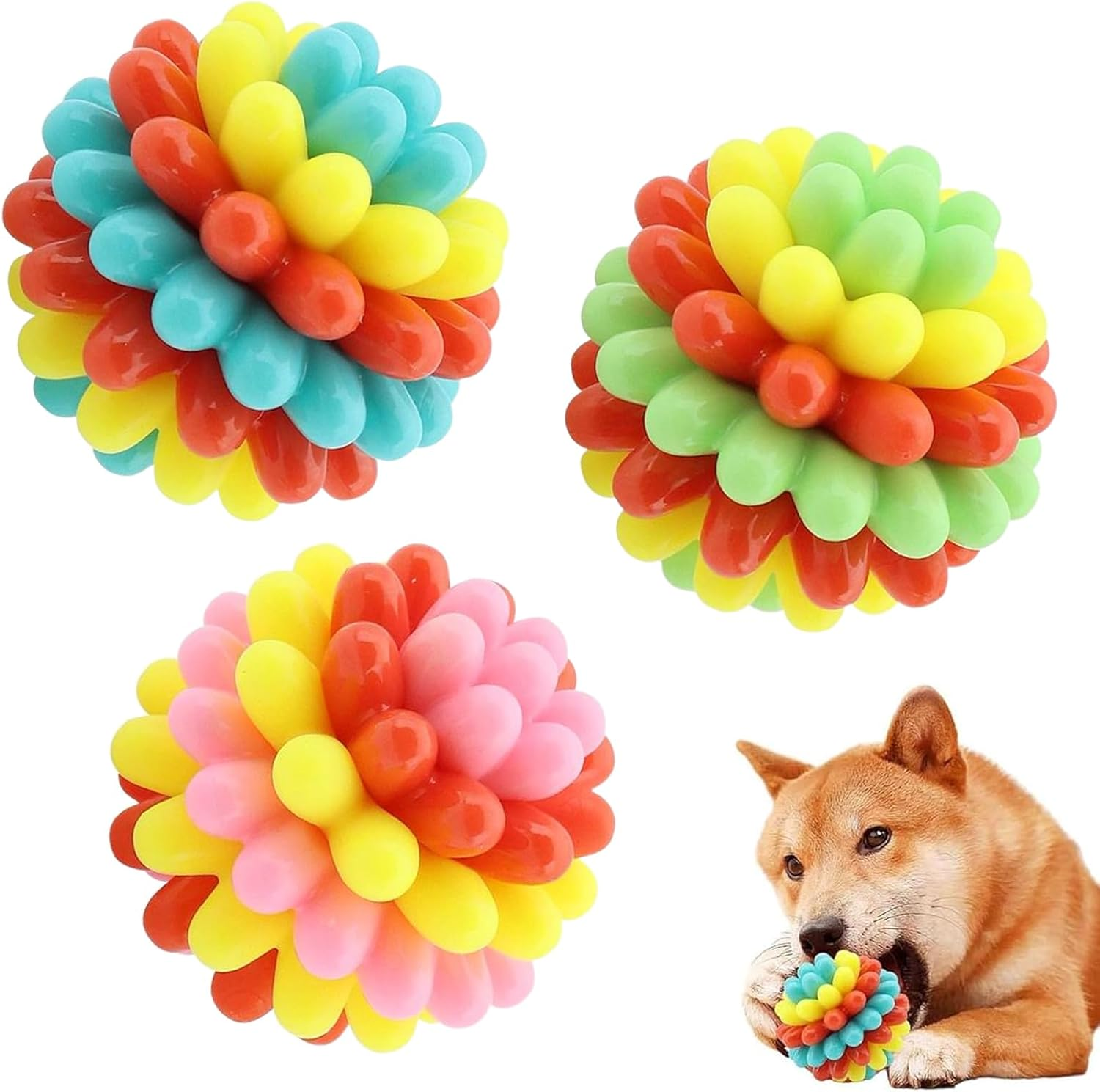 Ball Toys for Dogs, Dog Teething Toys Balls for Aggressive Chewers, Fetch Games Pet Supplies for Medium Small Large Breed Puppy Moving Exercise Training Enrichment Indoor Outdoor Play image number 1