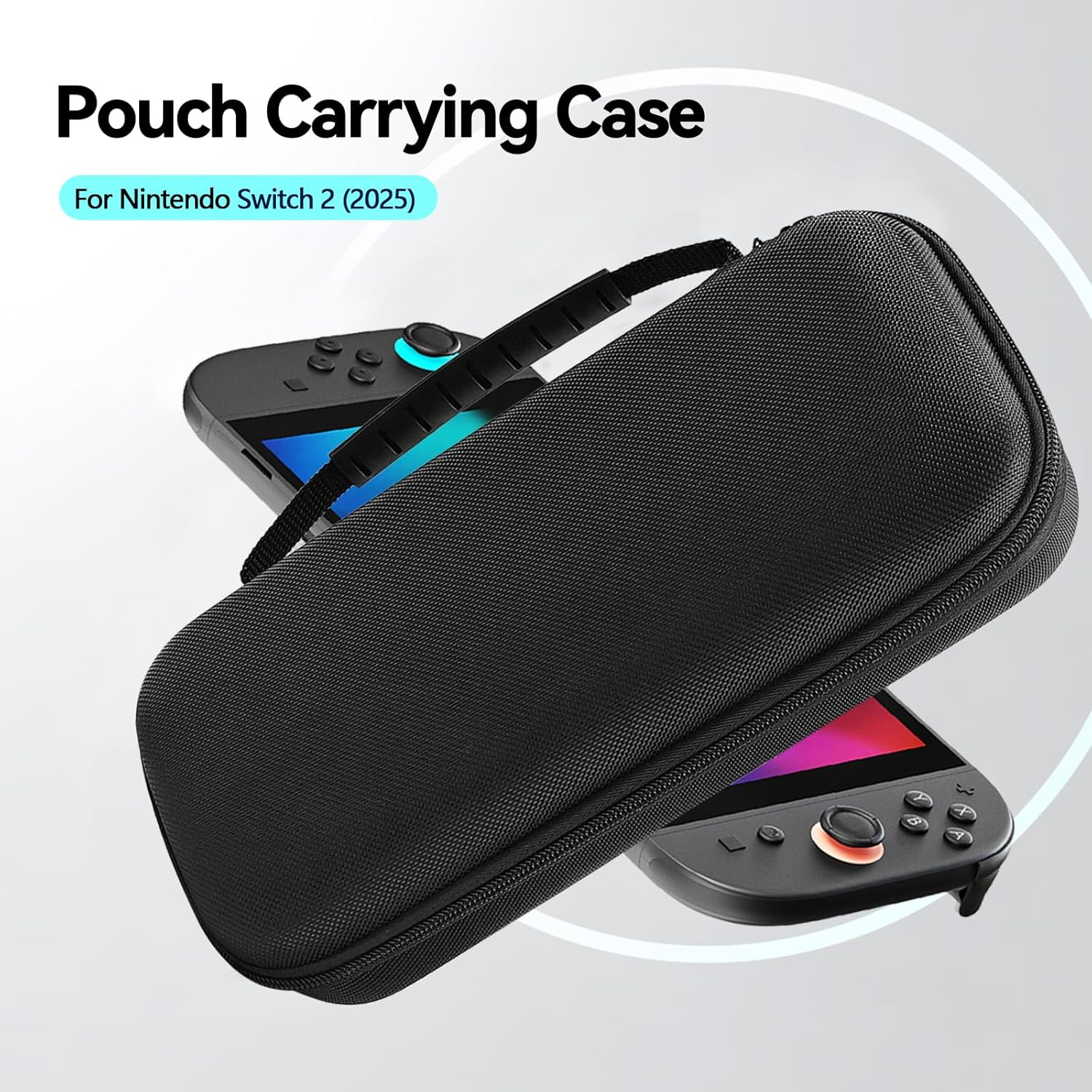 TUCANA Carry Pouch Case Compatible with Nintendo Switch 2 (2025), Switch 2 Portable Hard Travel Case with Pockets and 20 Game Cartridges for Switch 2 Accessories （Black）, Black, Solide