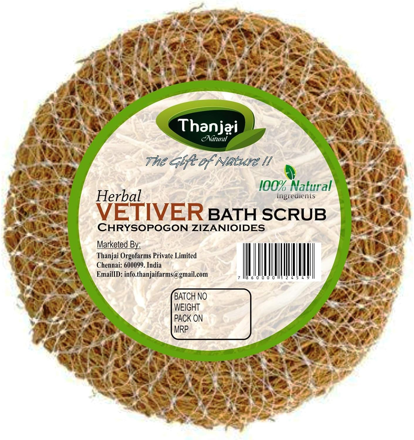 Thanjai Natural Herbal Vetiver Scrub (Chrysopogon Zizanioides) 1St Quality Purely Natural - Pack of 4 image number 3