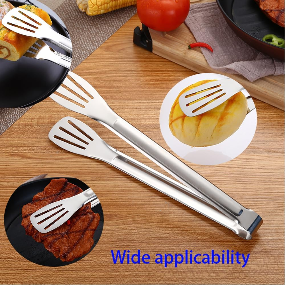 12 Inch Stainless Steel Long Handle Cooking Clamp， Kitchen Tools， Bread Clamp ，Cooking Tongs,Barbecue Tongs 3 Pieces