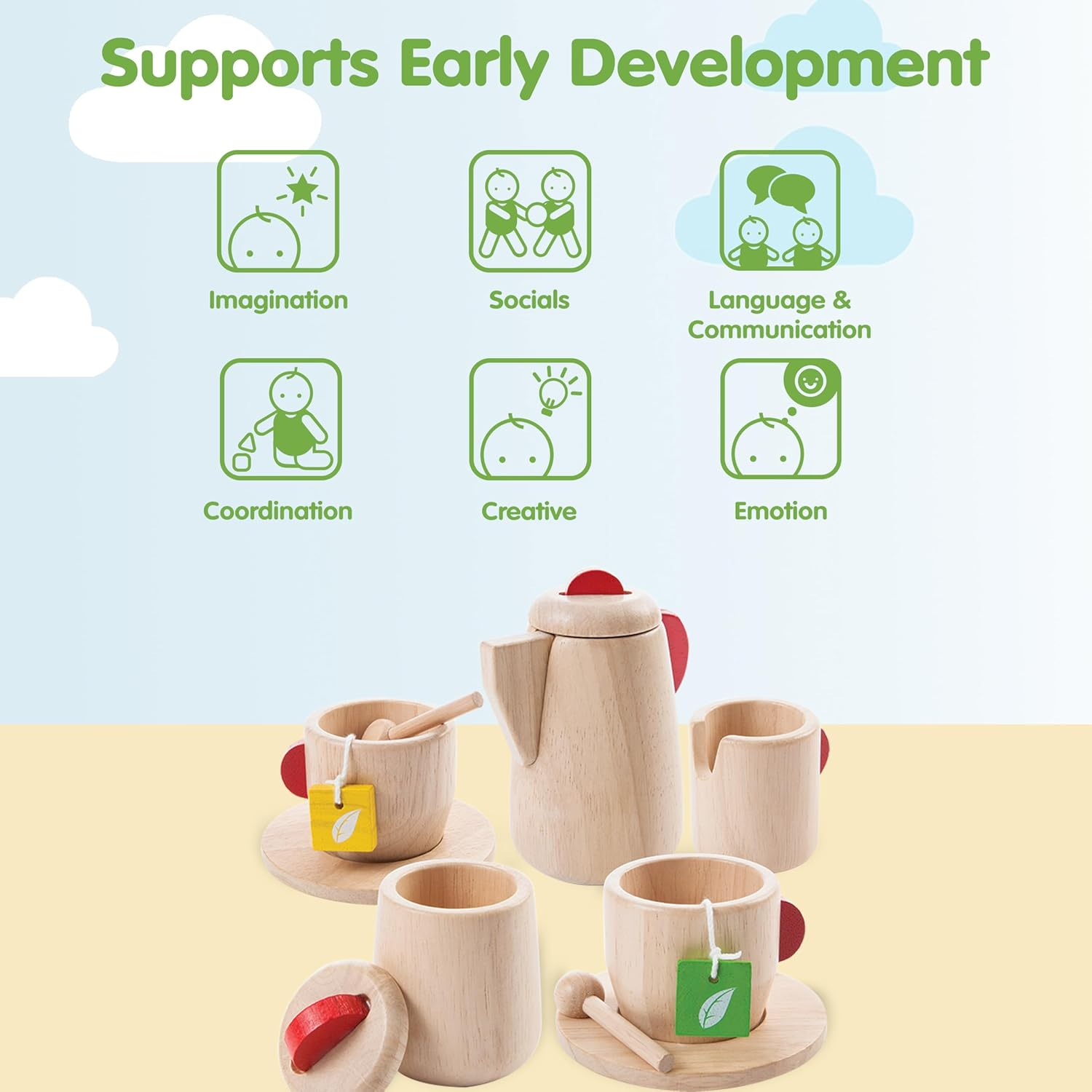 Plan Toy Tea Set(Solid Wood Version) image number 6