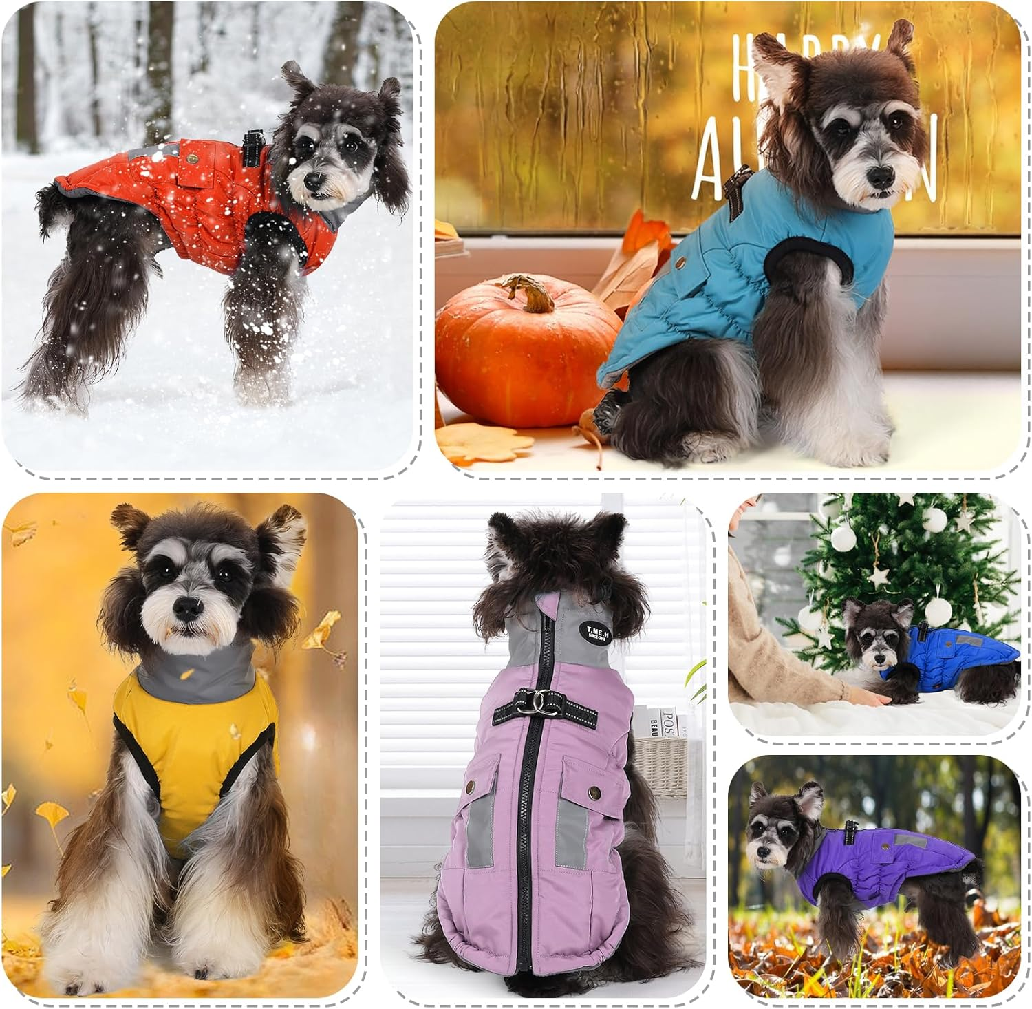 Savlot Warm Dog Winter Coat Jacket for Cold Weather Windproof Reflective Turtleneck Dog Vest with D-Ring for Lead, Dog Jacket, Pet Clothing (XS, Purple) (L, Light Blue) image number 1