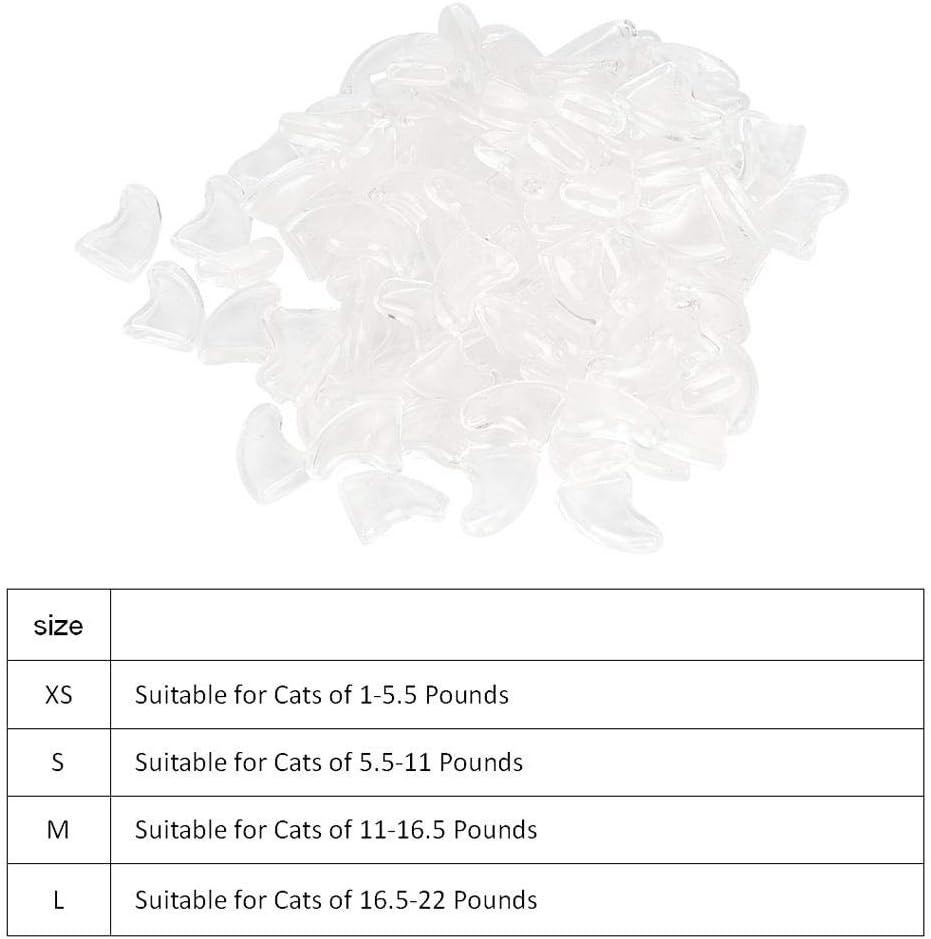 AMONIDA Safe Pet Cat Nail Caps Cover Anti-Scratch (Black XS) Nail Cover, Dog Paw (Ice White, XS) image number 5
