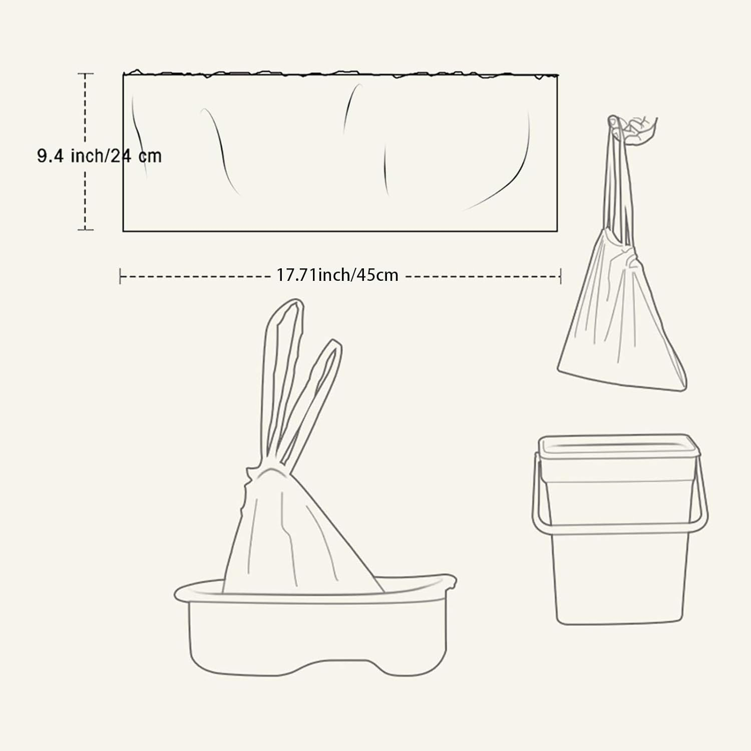 100PCS Toilet Seat Cleaning Bag, Travel Potty Liners, Portable Universal Potty Trainer Linersdisposable Traning Toilet Seat Bin Bags with Drawstring (17.71" X 9.45"Inch) image number 2