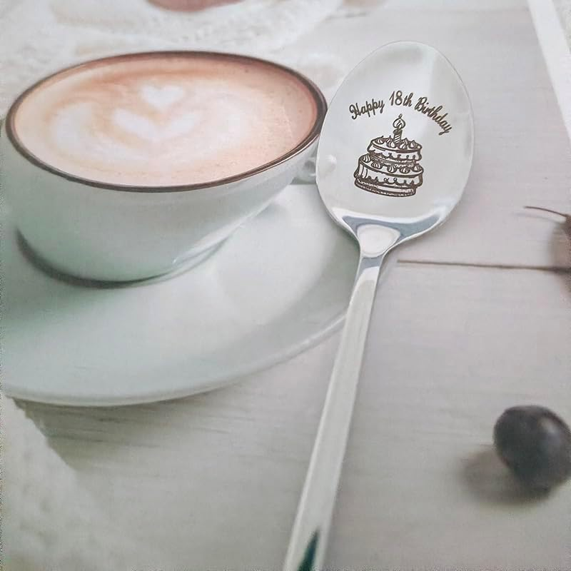 Happy 10Th 13Th 16Th 18Th Birthday Gifts for Girls Boys Birthday Party Spoons for 10 13 16 18 Year Old Girl Boy Birthday Cake Spoon for 21St Birthday Male Female Coffee Spoons image number 1