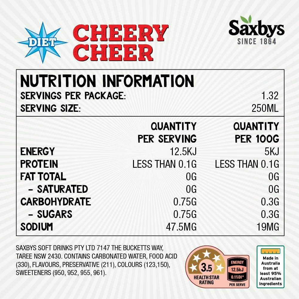 Saxby'S No Sugar Cheery Cheer 330Ml X 15 image number 2