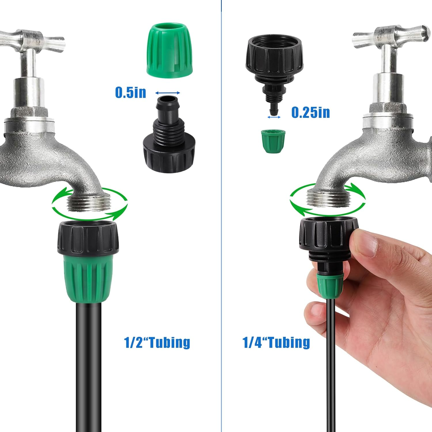 124FT Drip Irrigation Kit,Automatic Irrigation System Garden Watering Misting System with 1/4 Inch 1/2 Inch Irrigation Tubing Hose for Yard, Lawn,Greenhouse image number 5