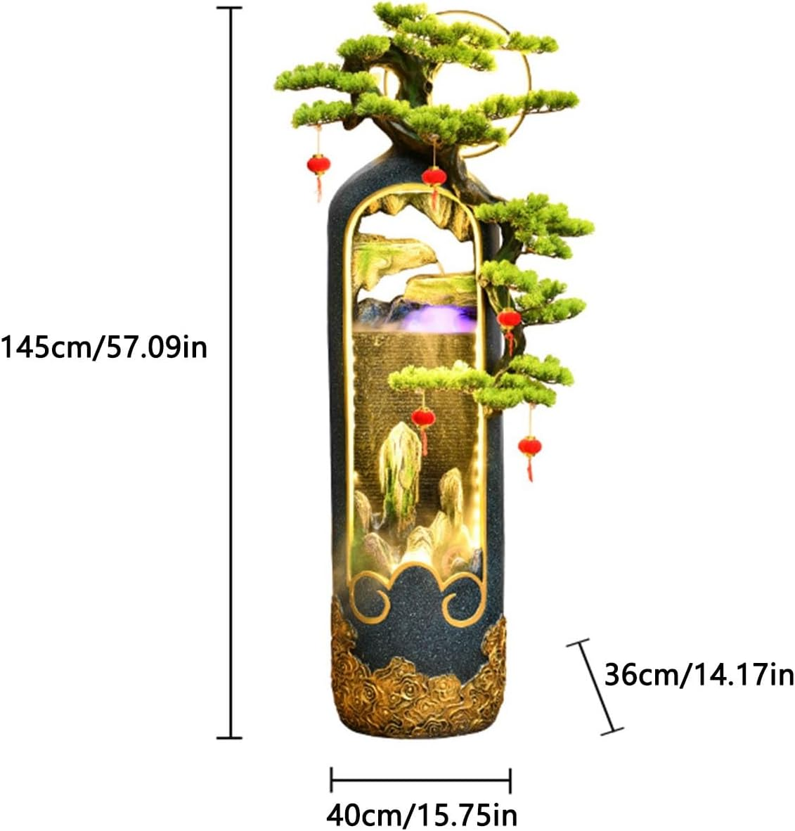 Outdoor Fountain Indoor Water Fountain for Home Decor, Meditation, and Relaxation - Resin with LED Lights and Soothing Sound for Office Living Room Craft Gift image number 2