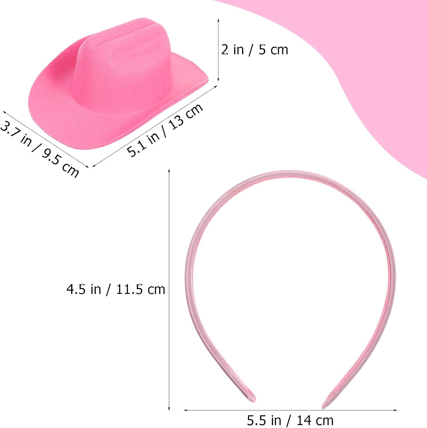 BIUDECO Mini Pink Cowboy Hat Headband Party Accessory for Women Western Masquerade Costume Cowgirl Hat Band image number 6