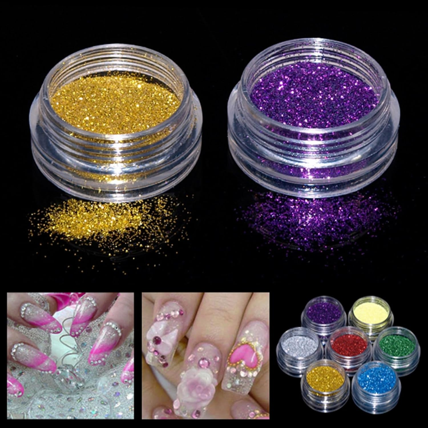 GYB 12 Pcs Mixed Color Nail Art Acrylic Glitter Powder DIY Decoration Uv Acrylic Gel Tips image number 6