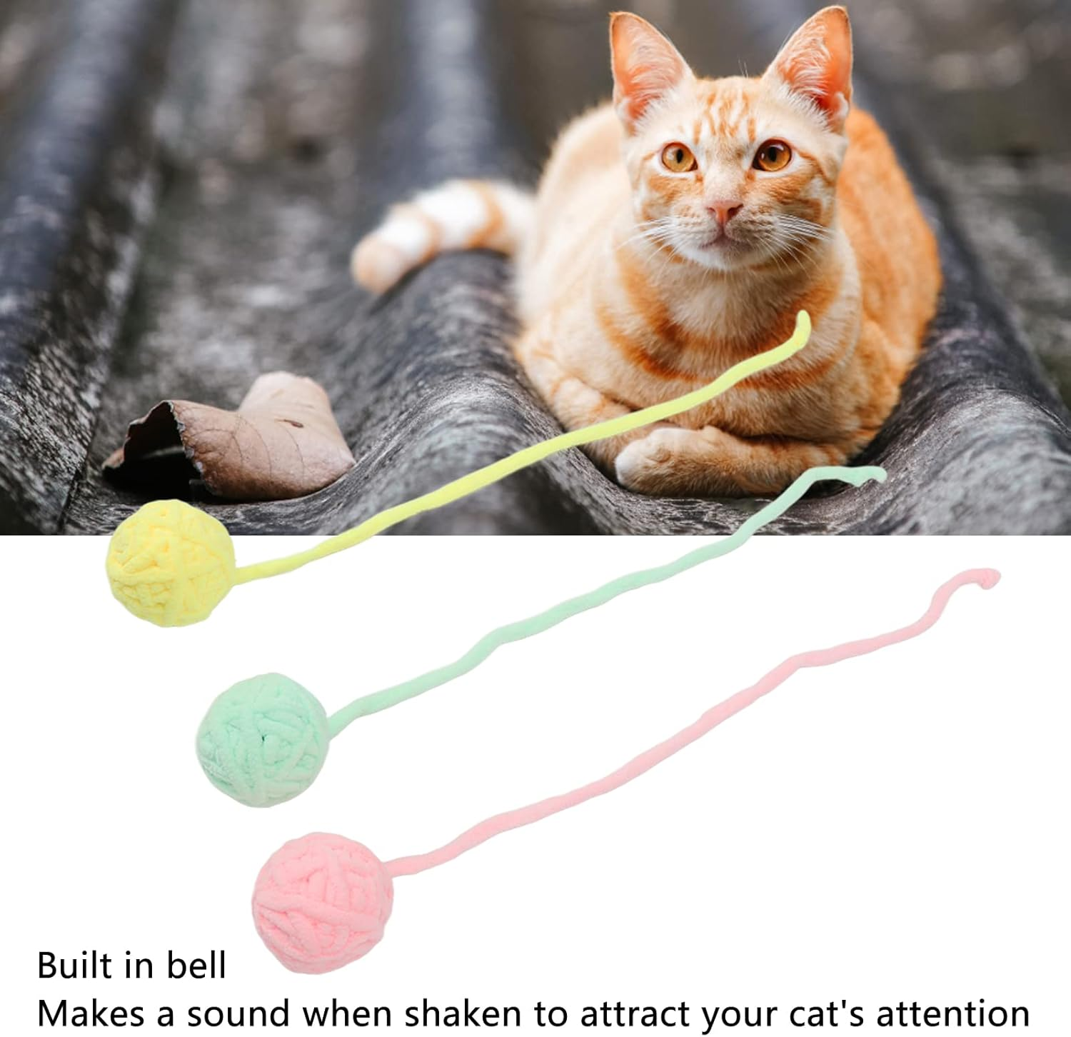 3Pcs Cat Plush Ball, Interactive Cat Fuzzy Chew Balls with Bells, Fun Adorable Colorful Cat Ball Toys Playing Soft Plush Bouncy Ball Toys for Indoor Cats Kitten (Pure Color) image number 6