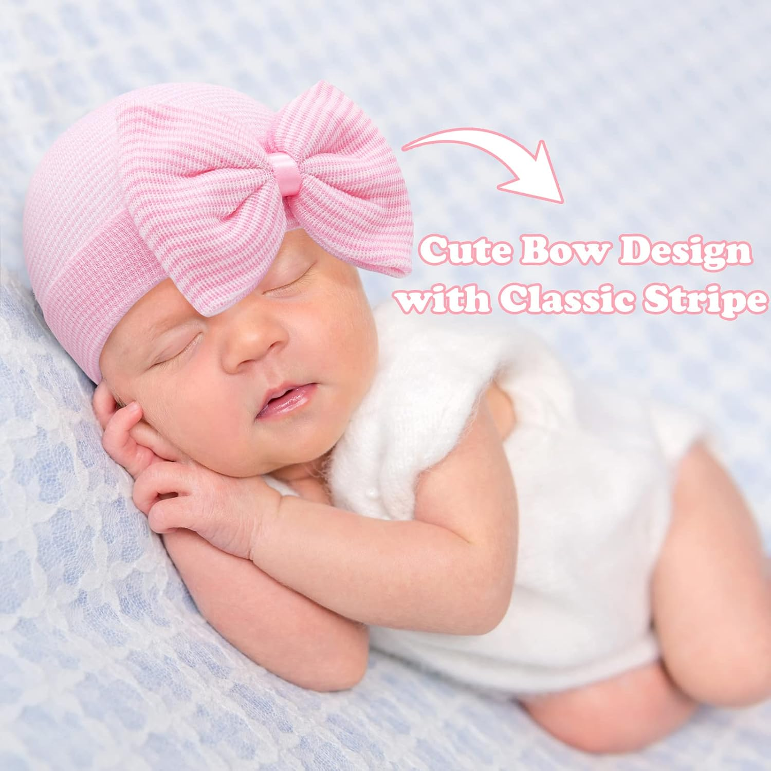 Sarfel Newborn Hats for Girls Hospital Hat Baby Girl Bows and Headbands Infant Beanie Nursery Caps image number 3