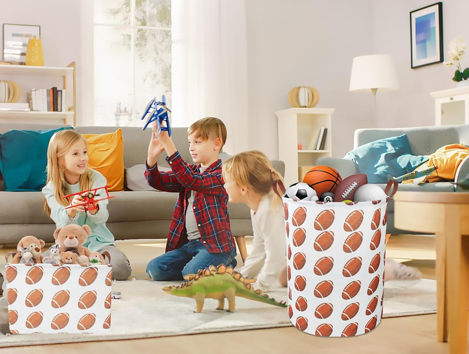 CLOCOR Rectangular Storage Basket,Toys Storage Bin,Waterproof Gift Basket,Room Decor(Rugby) - Anchor image number 6