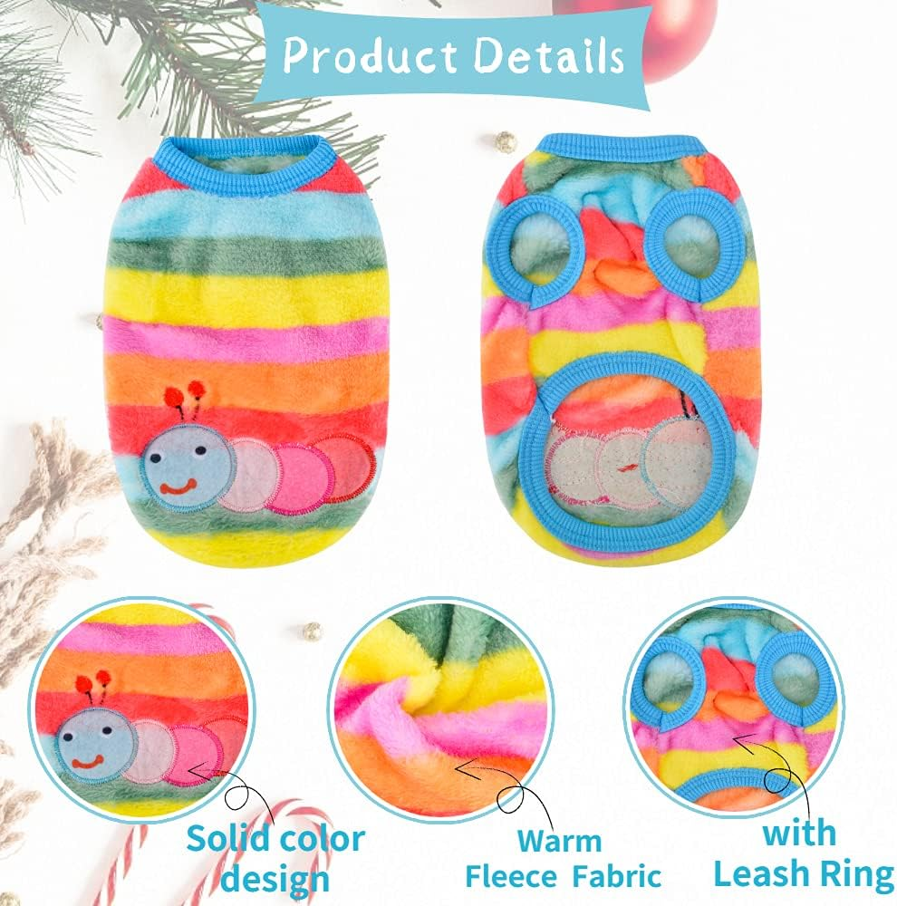 Dog Sweaters for Small Dogs Boy Chihuahua Yorkies Male Set of 4 Warm Fall Winter Cute Puppy Clothes Shirt Vest Size XXS ~ XL (Small, Caterpillar+Horse+Snails+Panda) image number 5