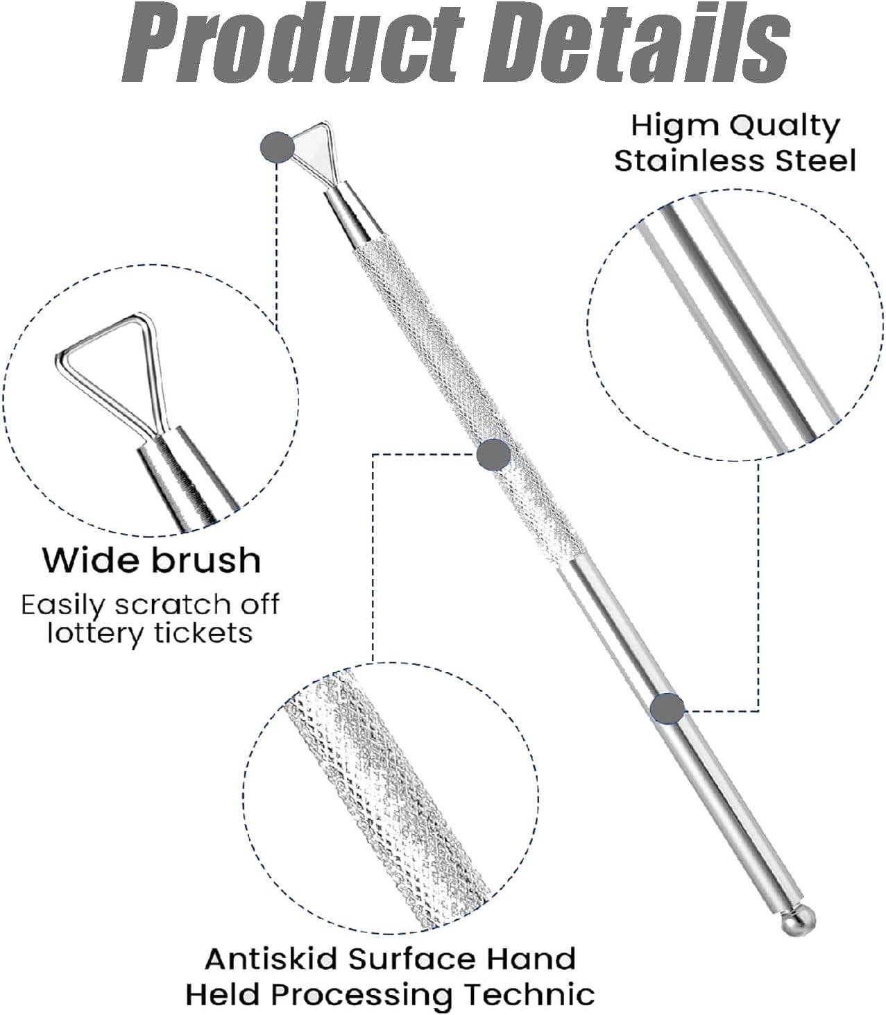 Wzenclave 6 PCS Stainless Steel Cuticle Nail Enhancement Gel Nail Trimmer Metal Dead Skin Removal Scraping Tools Professional Nail Enhancement Pedicure Art Care Tools image number 6